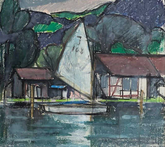 Waber Willi, «Segelboot vor Bootshaus», (bereits verkauft)