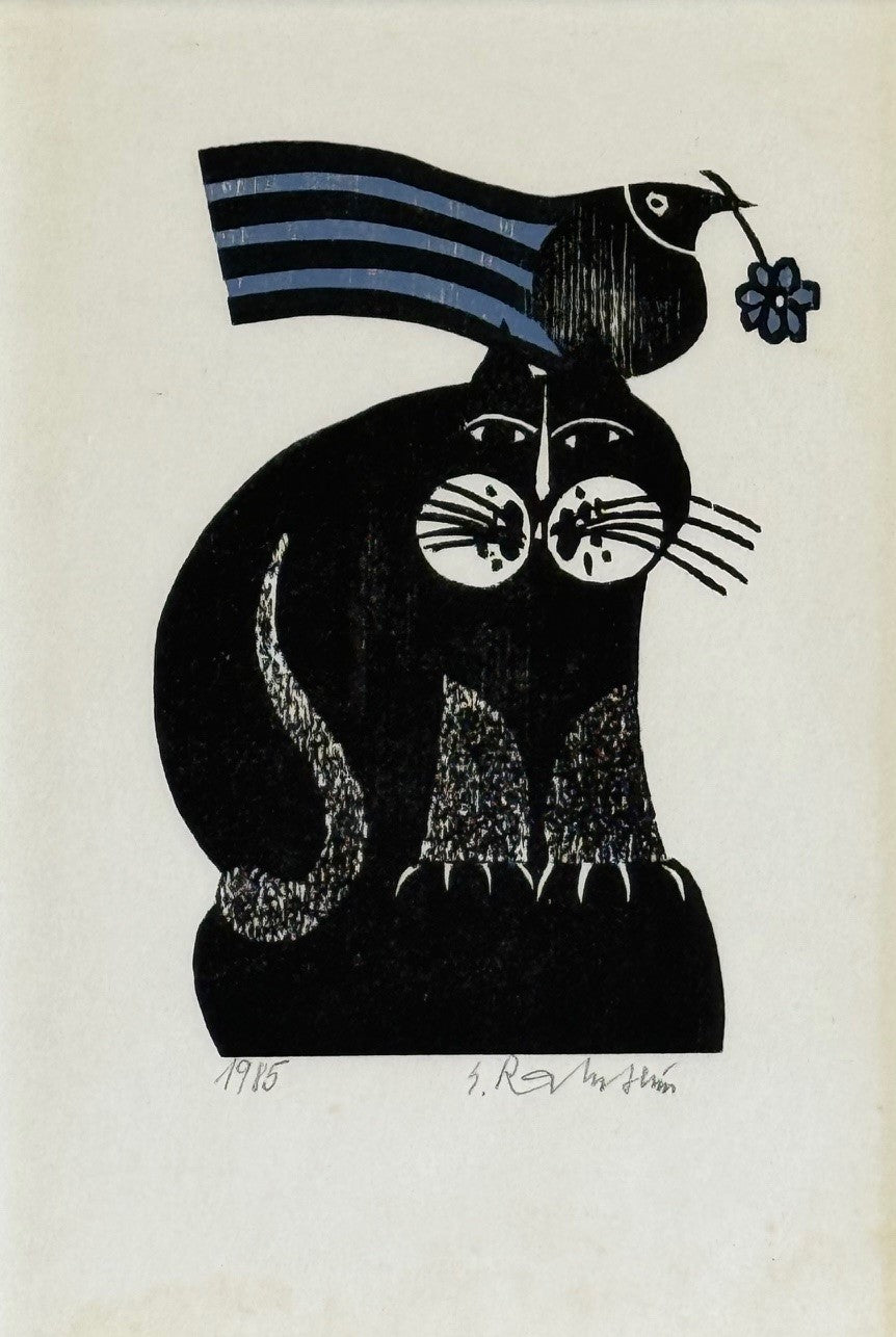 Ramseier Ernst, «Katze mit Vogel» 922 (bereits verkauft)