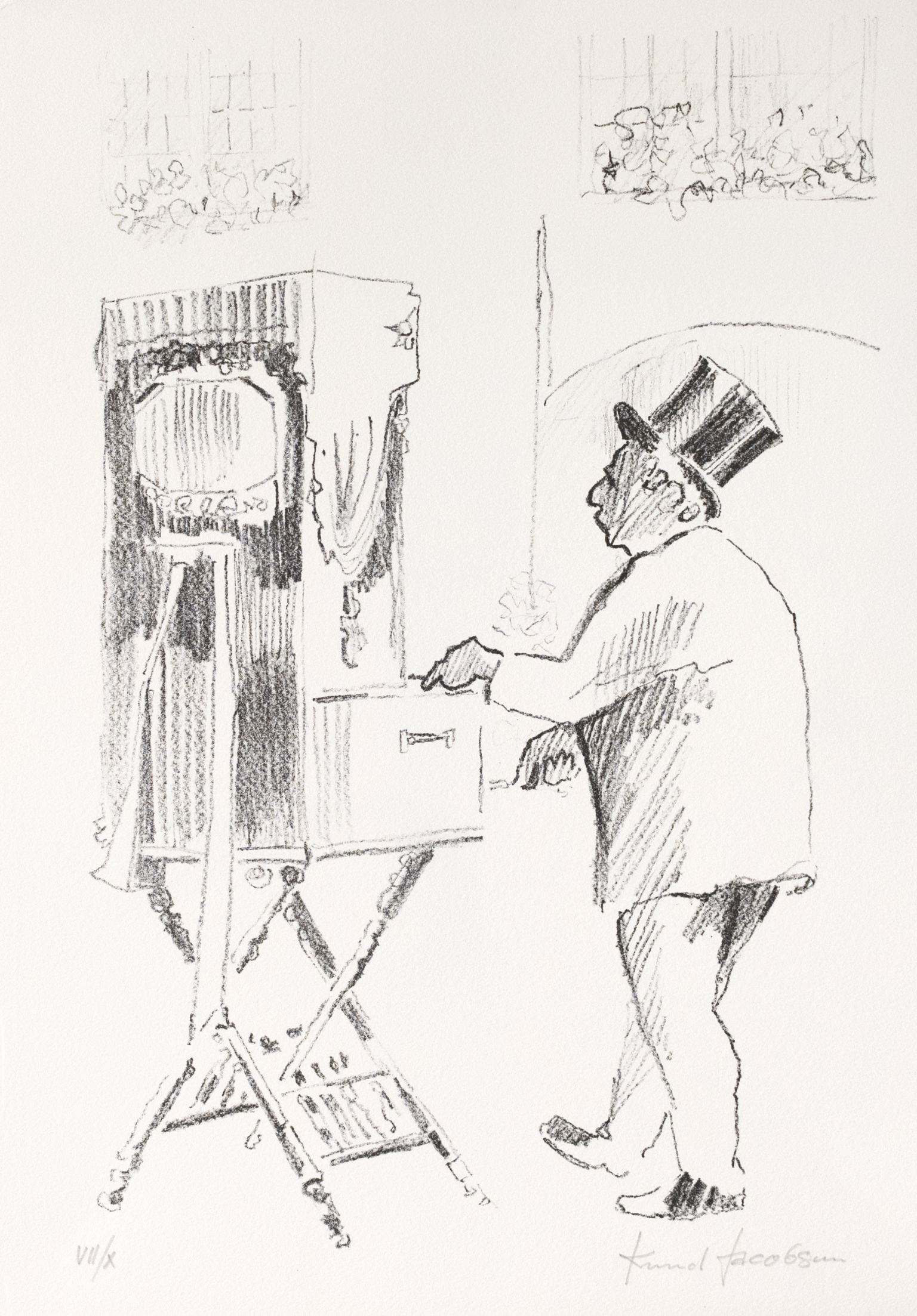 Knud Jacobsen  "Drehorgelmann mit Zylinder VII/X"