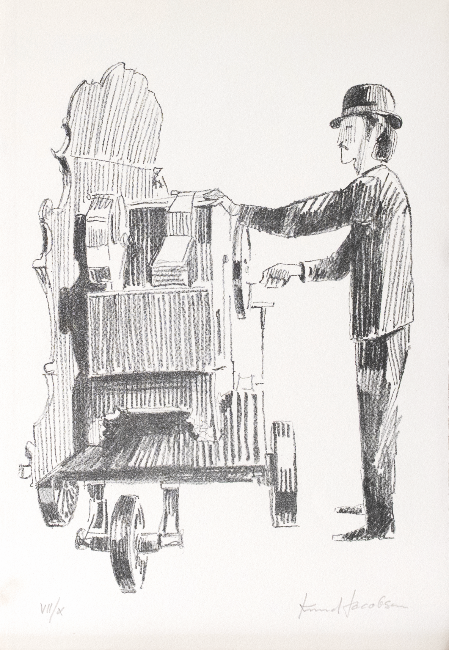 Knud Jacobsen  "Mann mit Drehorgel VII/X"