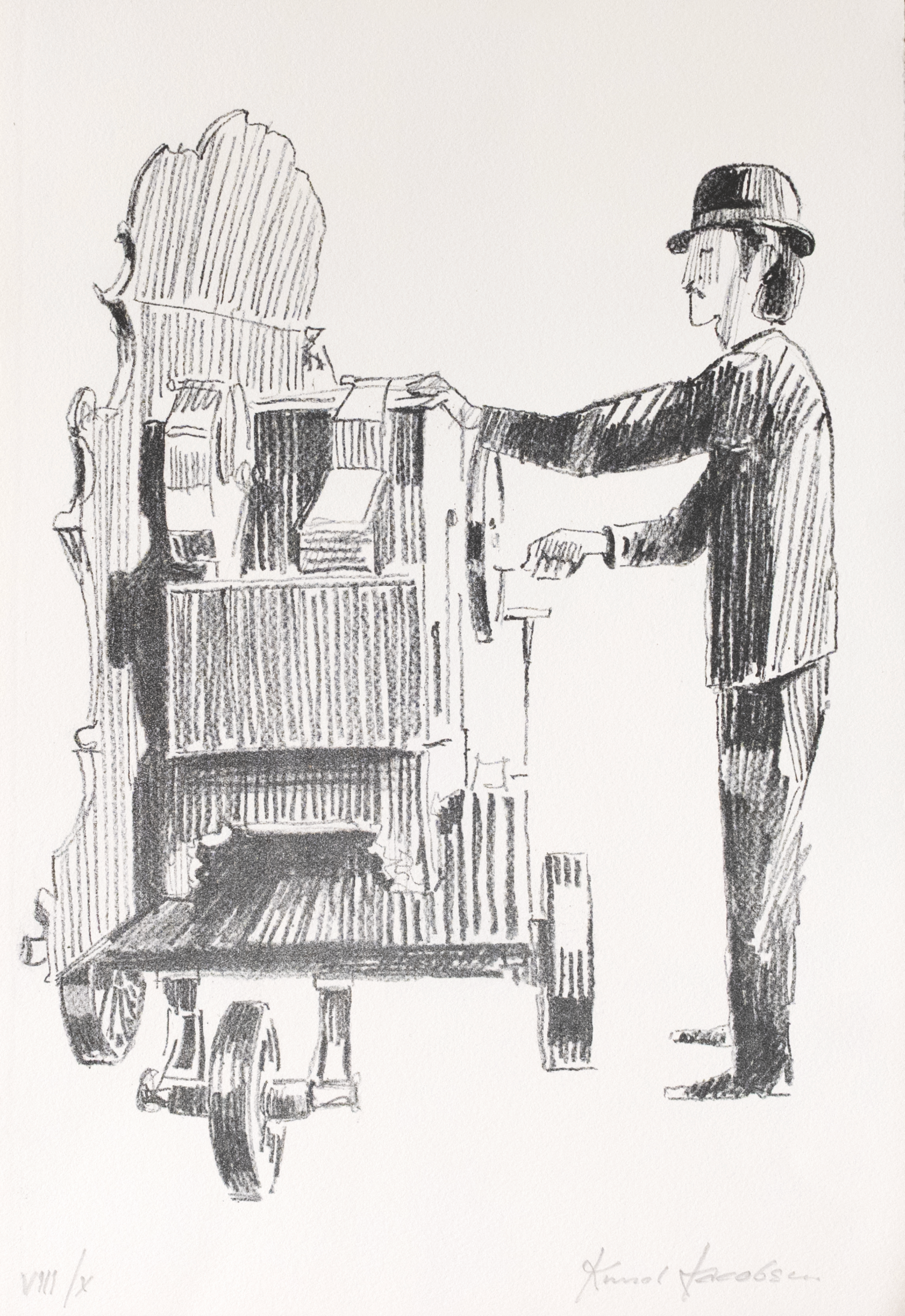 Knud Jacobsen  "Mann mit Drehorgel VIII/X"