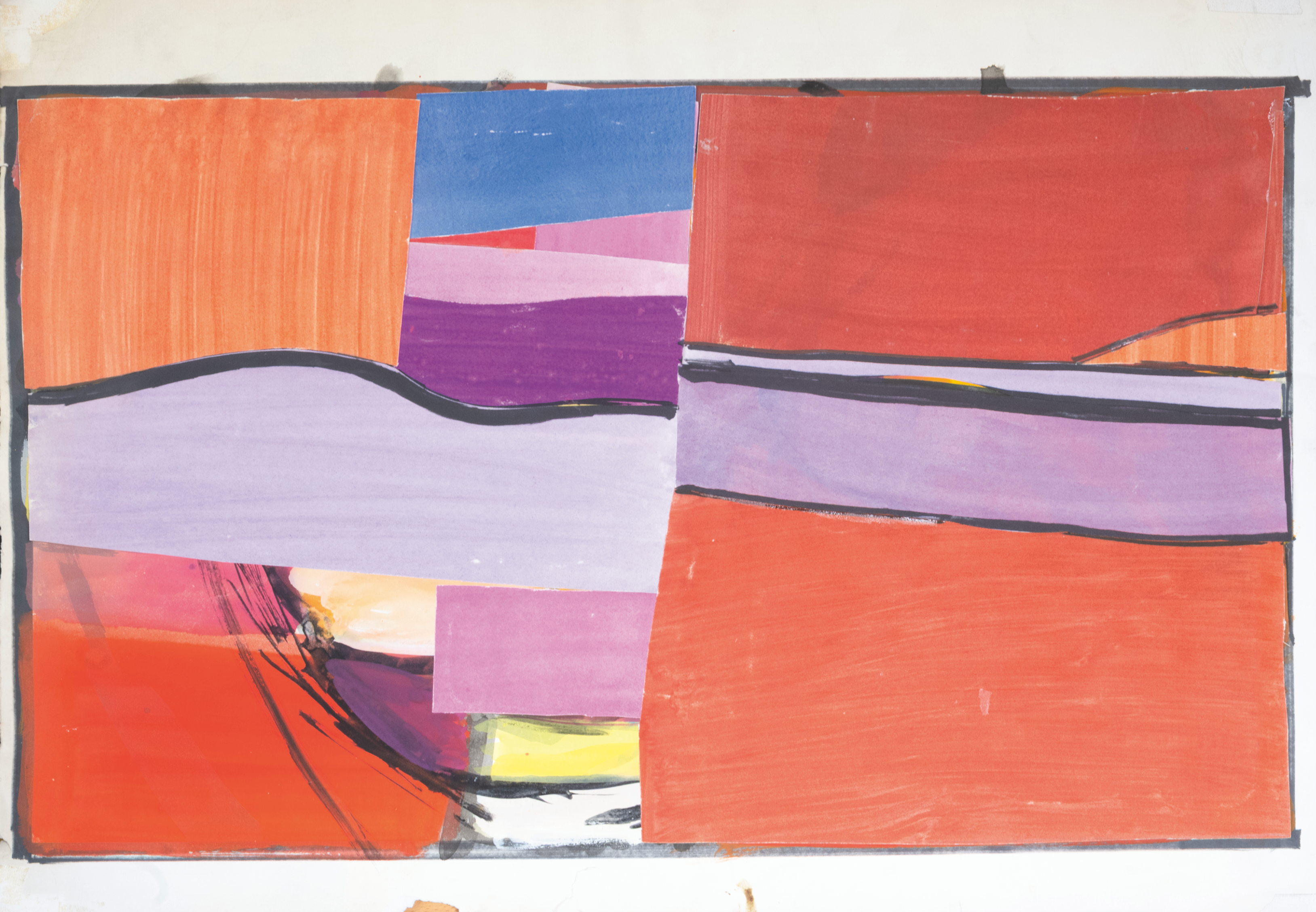 Knud Jacobsen  "Collage, abstrakt in rot-orange"