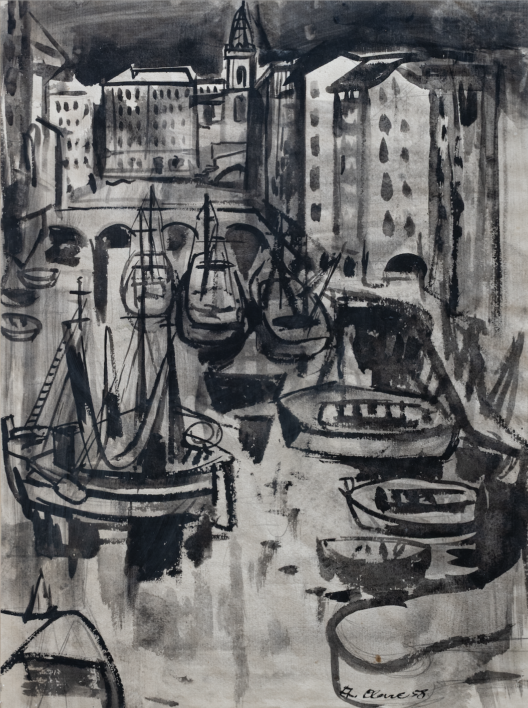 Clare Etienne, Hafen ev. Südfrankreich, 1958, 1085