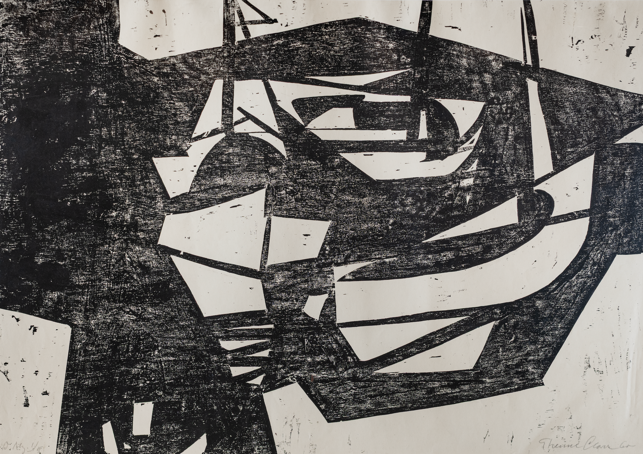 Clare Etienne, Holzschnitt Abstrakt, 1081