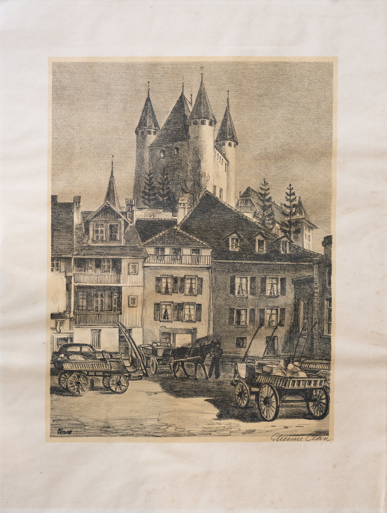 Clare Etienne, Zeichnung Schloss Thun, 1054