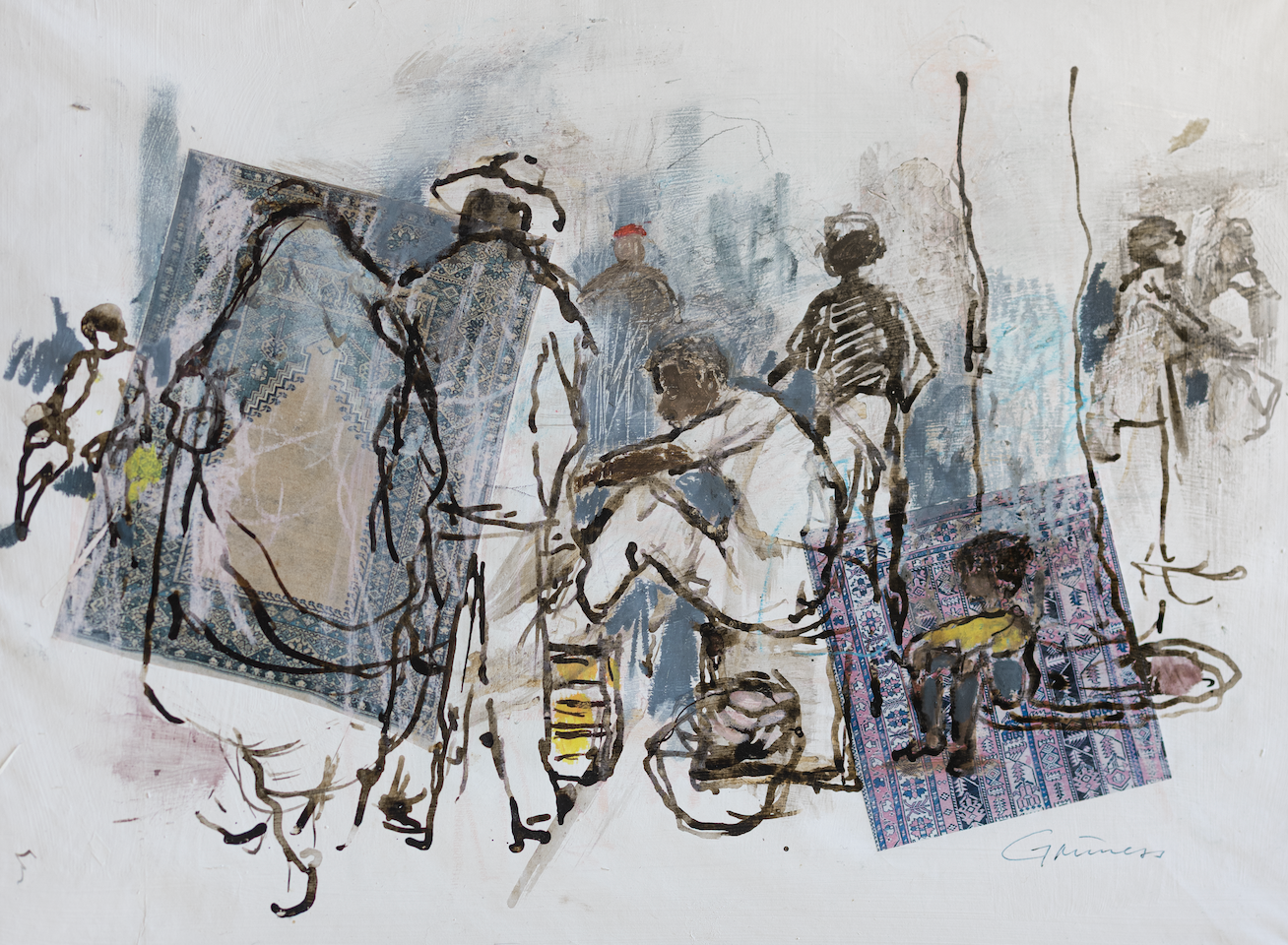 Grüness Willi, Kamele auf dem Teppichmarkt Tunesien, 1183, (bereits verkauft)