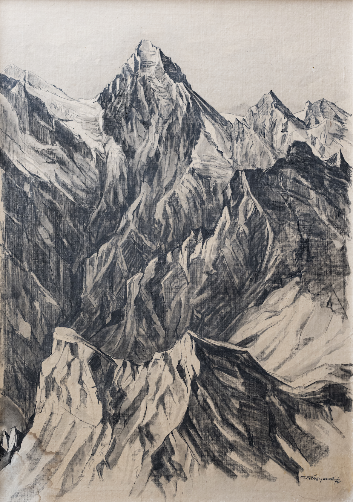 Ritschard Gustav, Berge schwarz/weiss, 1052
