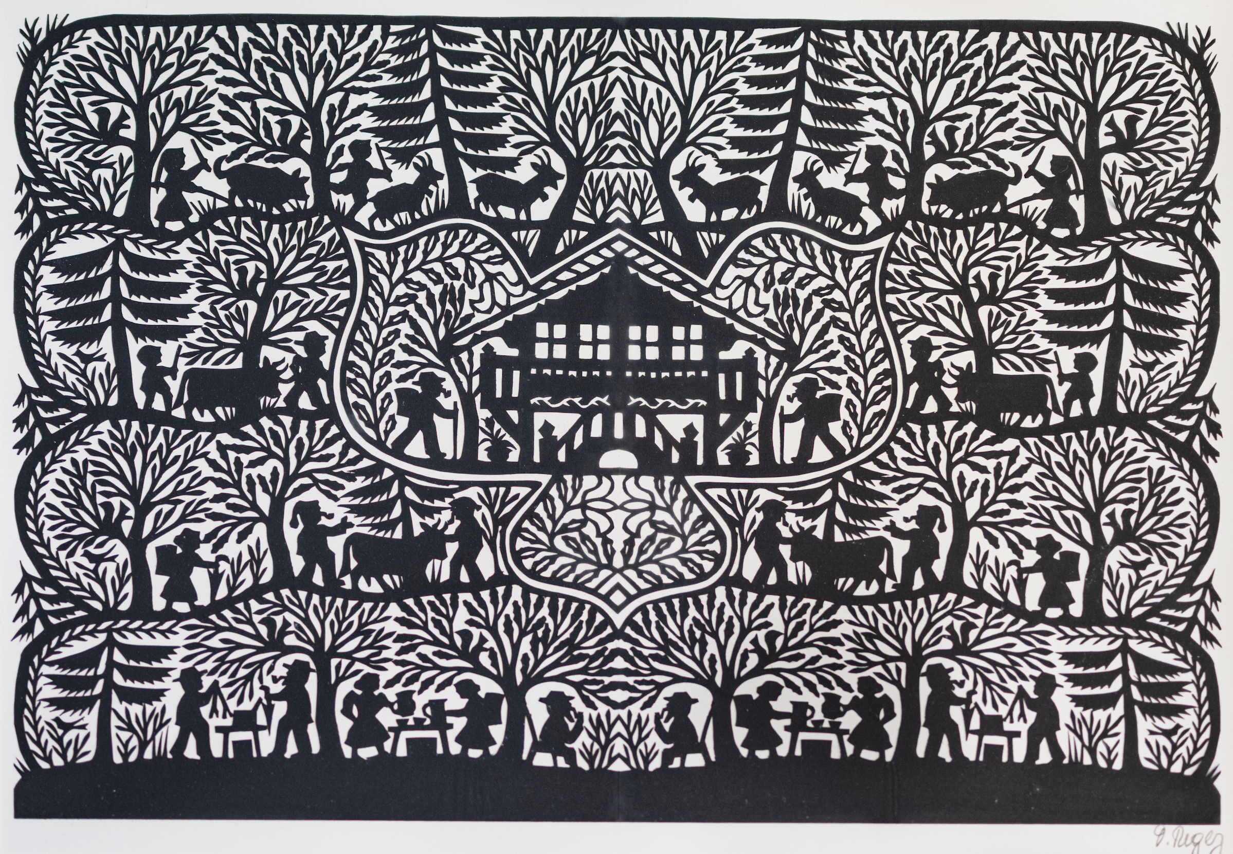 Regez David, Scherenschnitt Alphütte, 1174