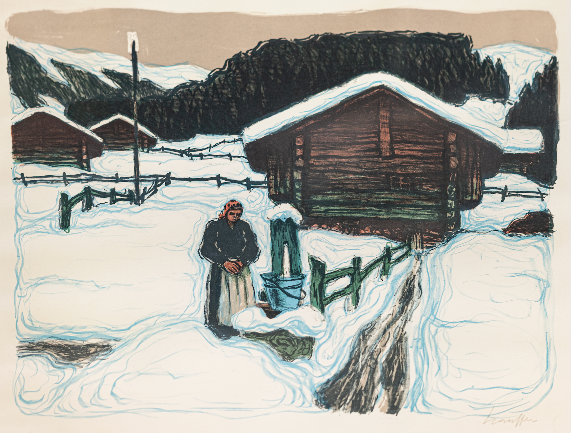 Stauffer Fred, Hütte mit Frau, 1177
