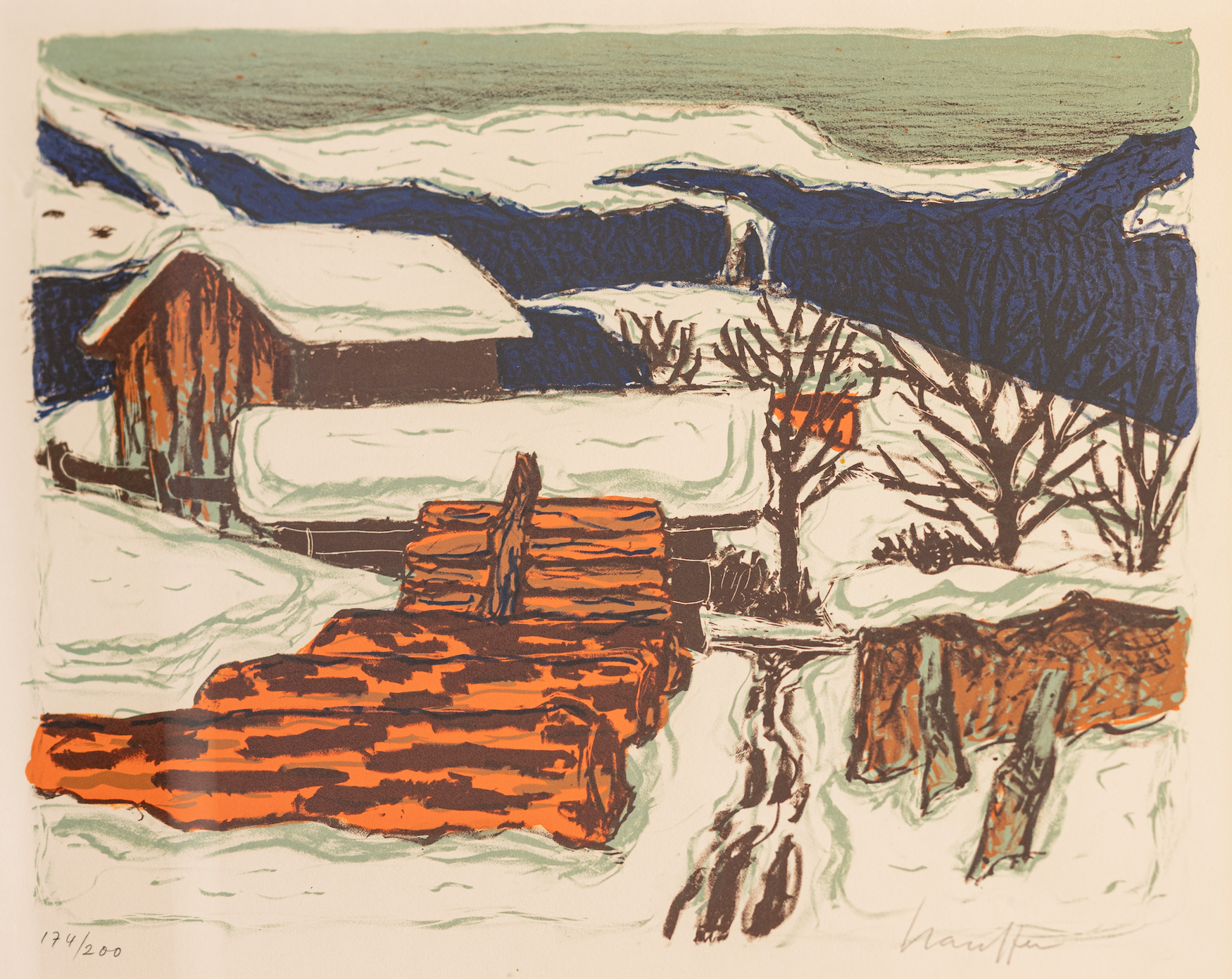 Stauffer Fred, Winterlandschaft mit Holz, 1180