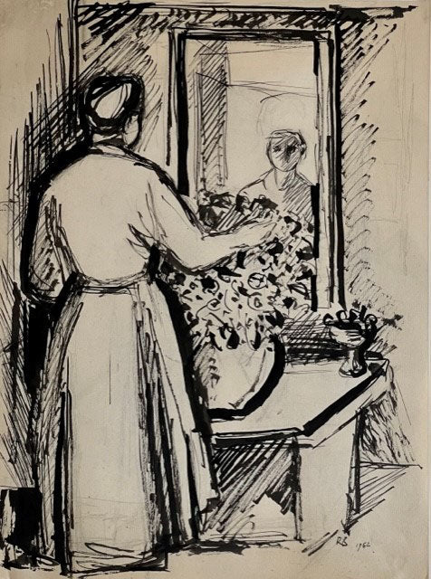Schär Robert, «Frau mit Blumen» 485
